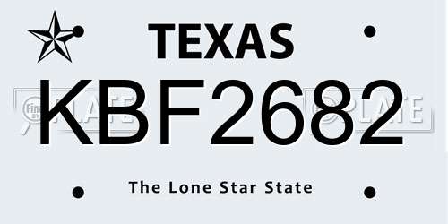 KBF2682 Texas License Plate