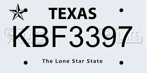 KBF3397 Texas License Plate