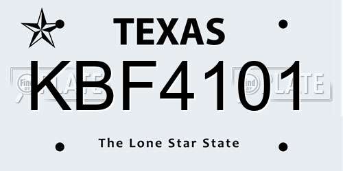 KBF4101 Texas License Plate