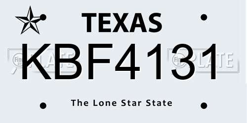 KBF4131 Texas License Plate