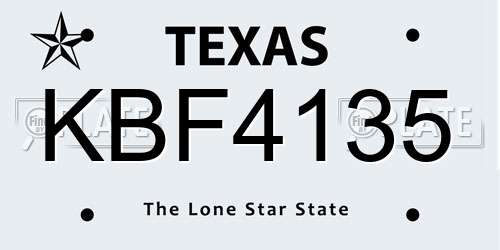 KBF4135 Texas License Plate