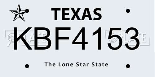 KBF4153 Texas License Plate