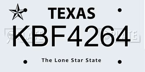 KBF4264 Texas License Plate