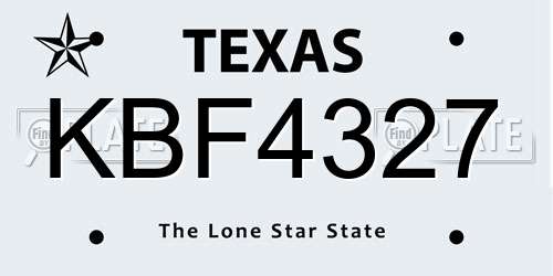 KBF4327 Texas License Plate