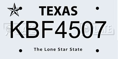 KBF4507 Texas License Plate
