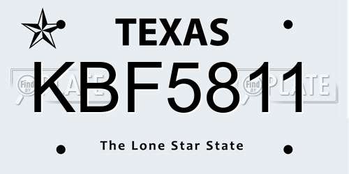 KBF5811 Texas License Plate