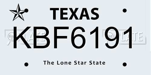 KBF6191 Texas License Plate
