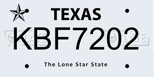 KBF7202 Texas License Plate