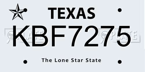 KBF7275 Texas License Plate