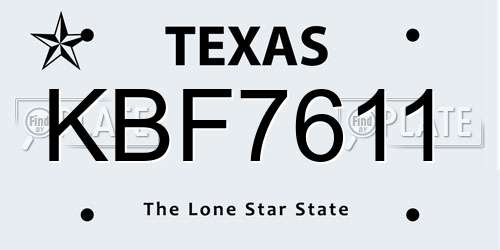 KBF7611 Texas License Plate