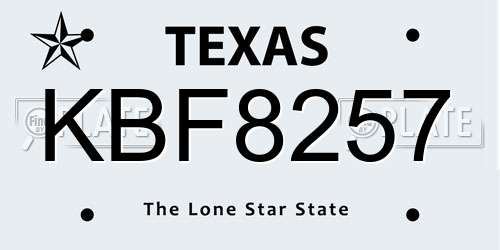 KBF8257 Texas License Plate
