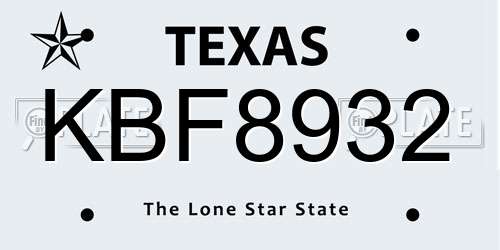 KBF8932 Texas License Plate