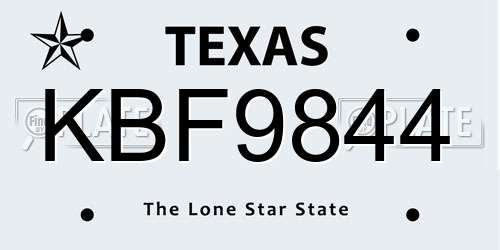 KBF9844 Texas License Plate