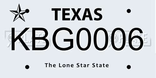 KBG0006 Texas License Plate