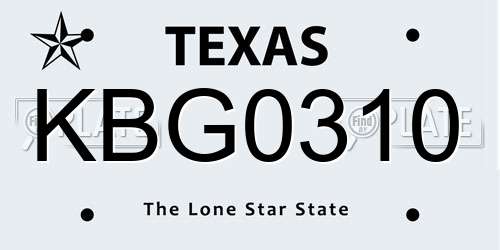KBG0310 Texas License Plate