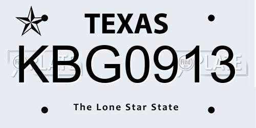 KBG0913 Texas License Plate