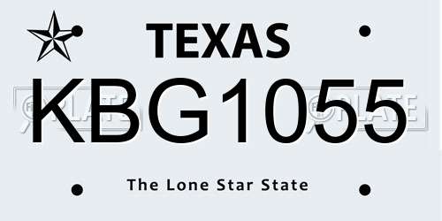 KBG1055 Texas License Plate