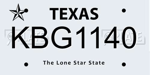 KBG1140 Texas License Plate