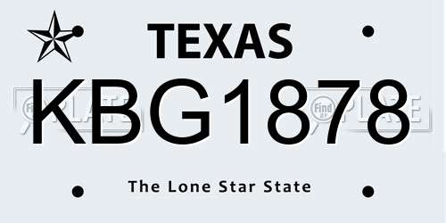 KBG1878 Texas License Plate