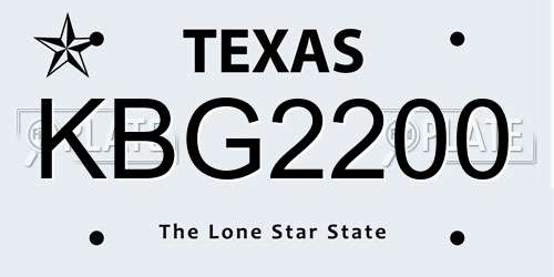 KBG2200 Texas License Plate
