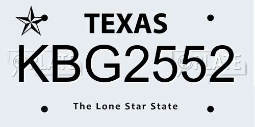 KBG2552 Texas License Plate