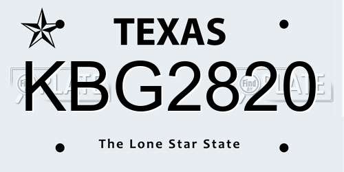 KBG2820 Texas License Plate