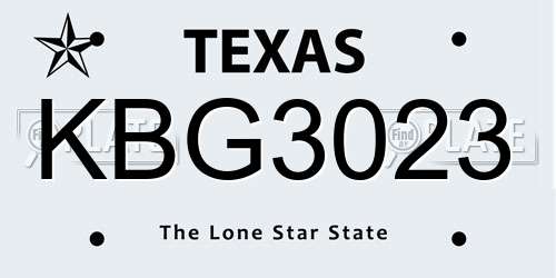 KBG3023 Texas License Plate