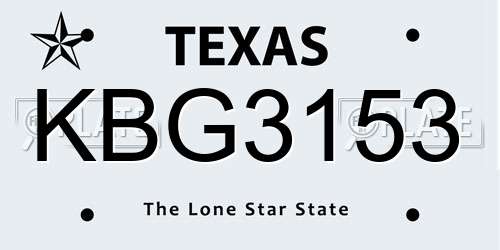 KBG3153 Texas License Plate