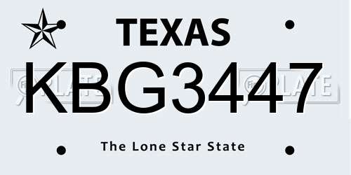 KBG3447 Texas License Plate