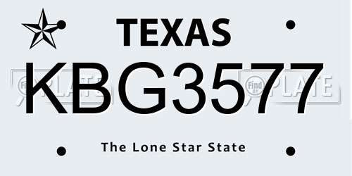 KBG3577 Texas License Plate
