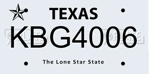 KBG4006 Texas License Plate