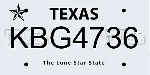 KBG4736 Texas License Plate