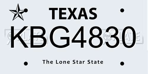 KBG4830 Texas License Plate