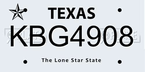 KBG4908 Texas License Plate