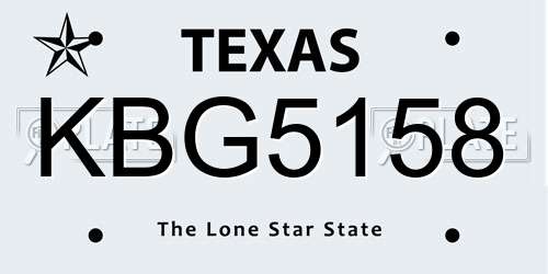 KBG5158 Texas License Plate