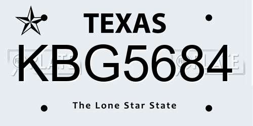 KBG5684 Texas License Plate