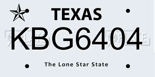 KBG6404 Texas License Plate