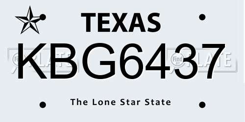 KBG6437 Texas License Plate