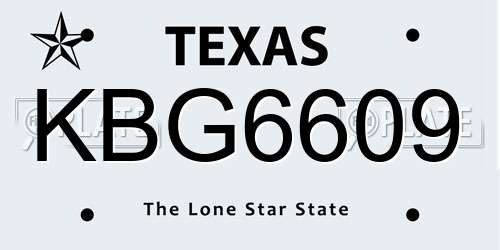 KBG6609 Texas License Plate