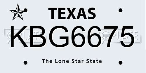 KBG6675 Texas License Plate