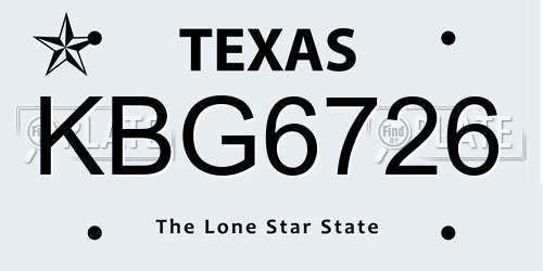 KBG6726 Texas License Plate
