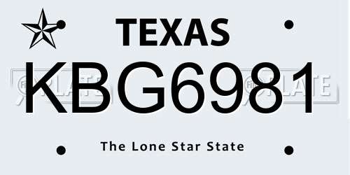 KBG6981 Texas License Plate