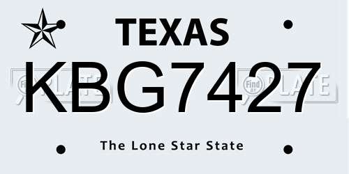 KBG7427 Texas License Plate