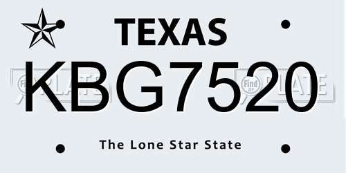 KBG7520 Texas License Plate