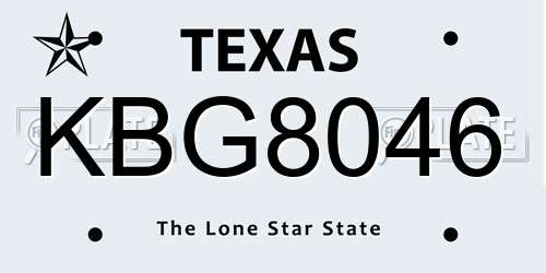 KBG8046 Texas License Plate