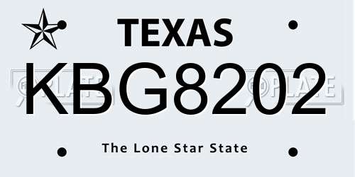 KBG8202 Texas License Plate