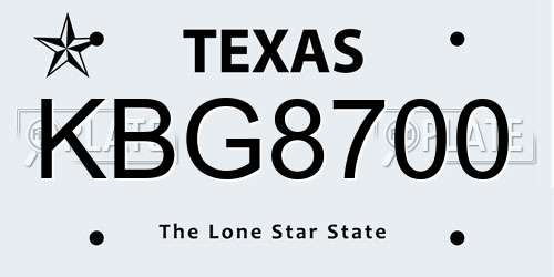 KBG8700 Texas License Plate