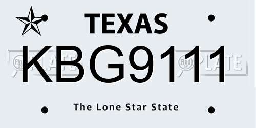 KBG9111 Texas License Plate