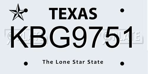 KBG9751 Texas License Plate
