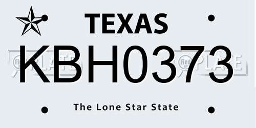 KBH0373 Texas License Plate